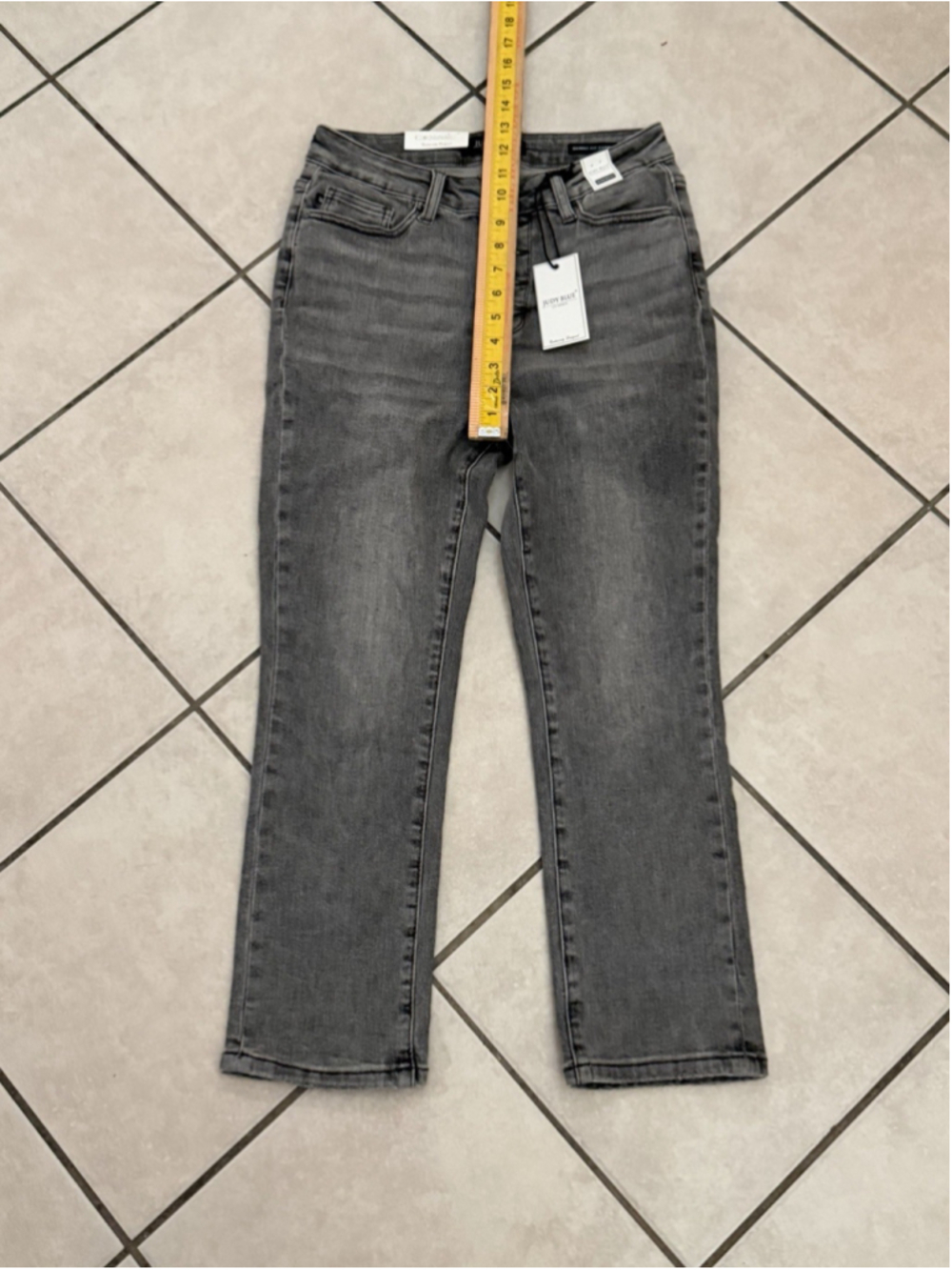 JUDY HIGH WAIST BUTTON FLY GREY COLOR WOMENS CUFFED CAPRI 5/27 Size - Picture 11 of 16